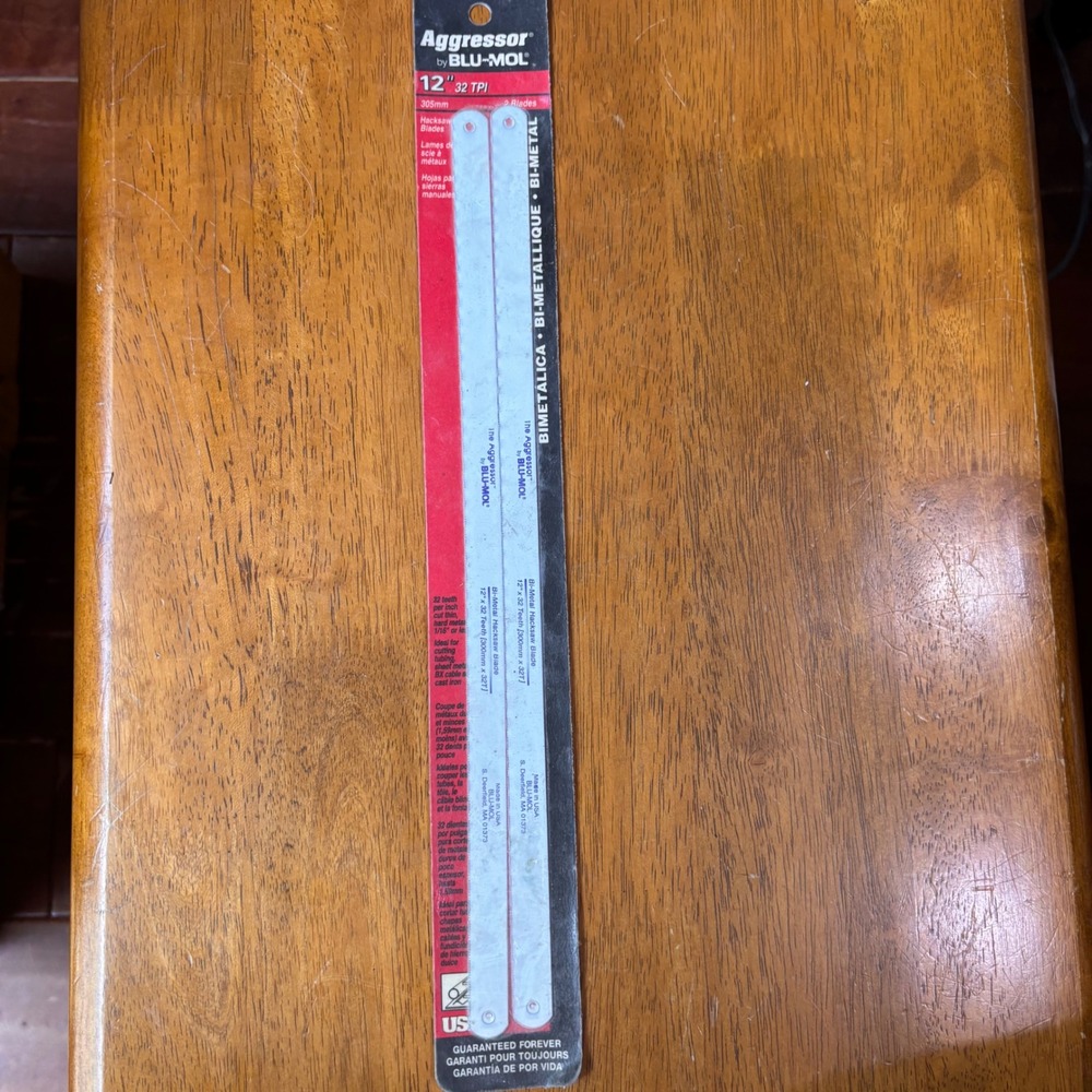 Blu-Mol Aggressor 12 Inch 32 TPI Bi-Metal Hacksaw Blades 2 Pack 6306 Made in USA